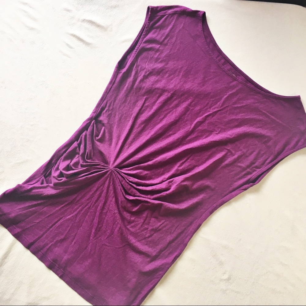 LOFT gathered ruching purple blouse